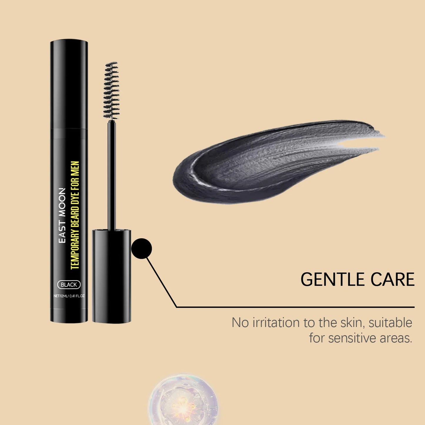Teinture pour barbe East Moon Natural Black pour hommes : stylo colorant permanent, imperméable et portable, pour une barbe et une moustache impeccables.