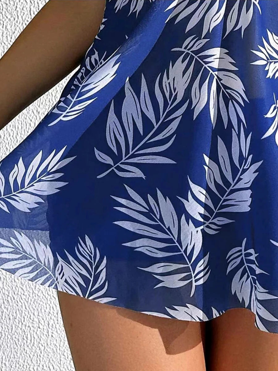 Robe courte avec short intégré, maillot de bain femme, rembourré, imprimé, tenue de plage été