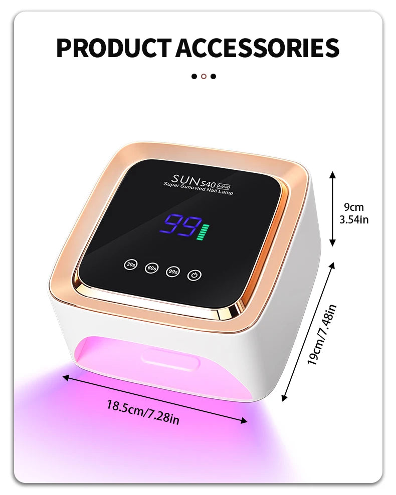 Lampe UV/LED sans fil pour ongles (57 LED) – 3 réglages de minuterie, base amovible et batterie rechargeable 2000 mAh