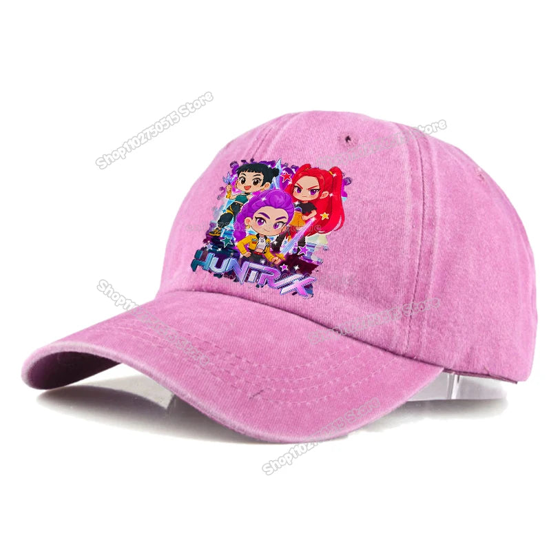 Casquettes de baseball rétro délavées KPop Demon Hunters pour femmes et filles, style snapback, idéales pour les voyages et les activités de plein air, avec visière et style hip-hop.