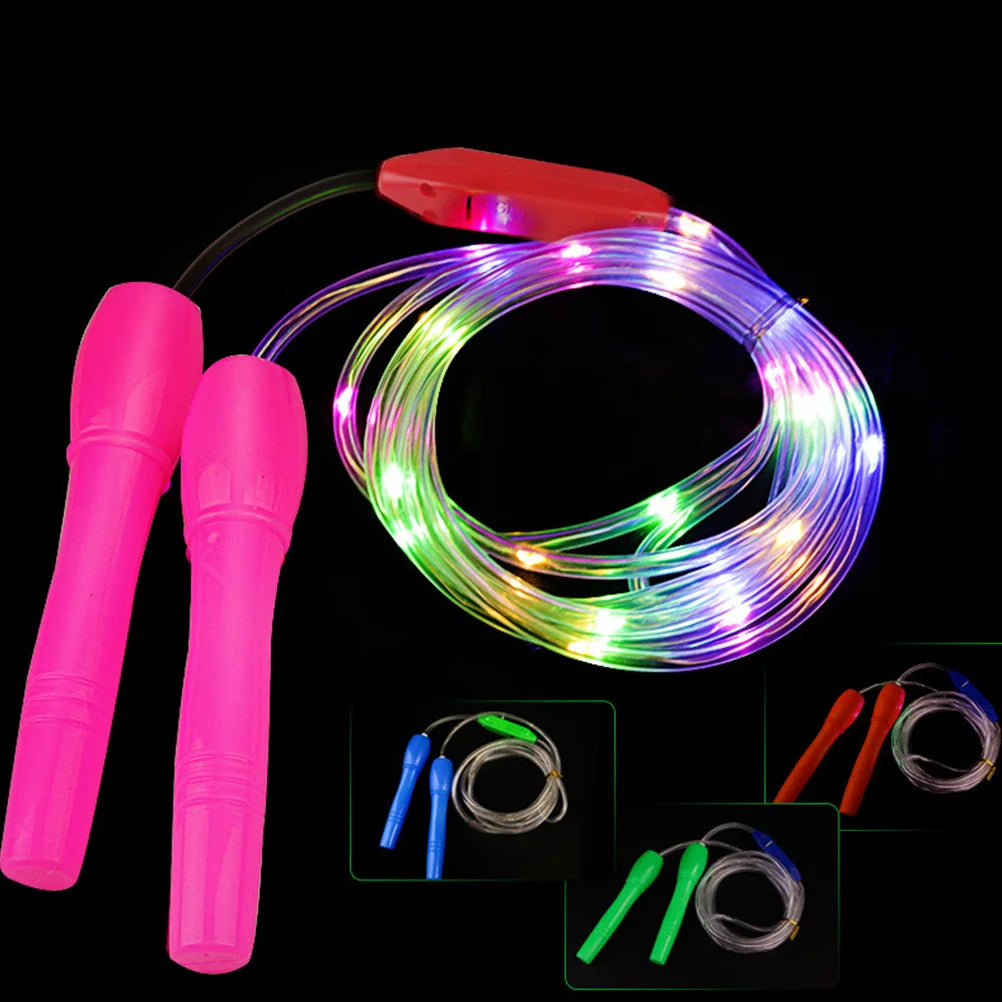 Lot de 2 cordes à sauter lumineuses LED phosphorescentes pour enfants, jeu rapide et fluide, couleur aléatoire