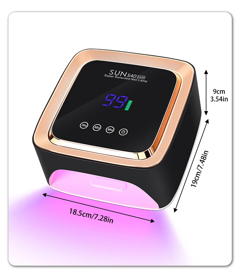 Lampe UV/LED sans fil pour ongles (57 LED) – 3 réglages de minuterie, base amovible et batterie rechargeable 2000 mAh