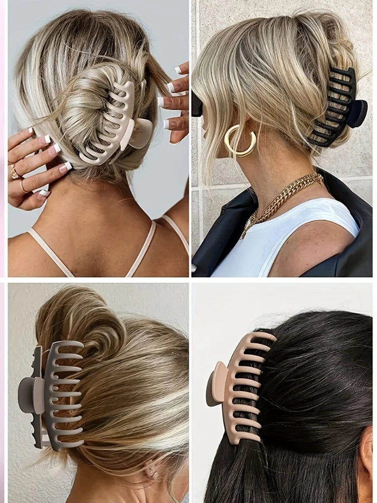 Lot de 4 pinces à cheveux Keel de 11 cm (4,33 pouces), grandes, antidérapantes et épaisses, en plastique mat, pour chignon rapide. Accessoires pour cheveux pour femmes.