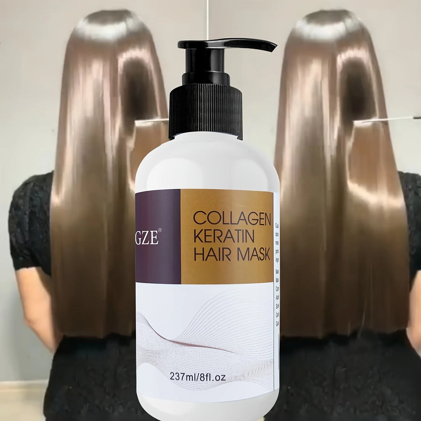 Masque capillaire GZE au collagène et à la kératine - Soin profond pour cheveux secs - Enrichi en huile d'argan, huile de coco et beurre de karité