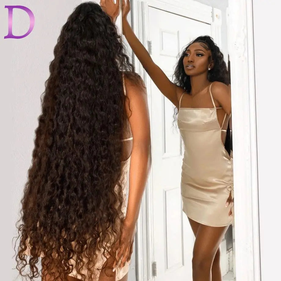 Perruque en cheveux humains bouclés avec lace front 13x4 ondulée, perruque brésilienne transparente 13x6 ondulée profonde pour femme