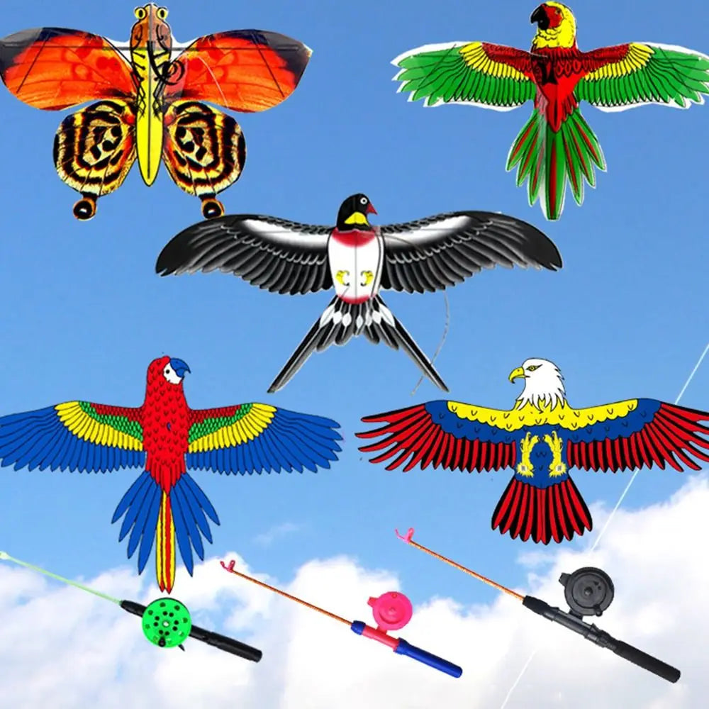 Cerf-volant aigle en plastique transparent, ligne de 30 mètres, grand aigle volant, cadeau pour enfants, cerf-volant de dessin animé, sorties en famille, jardin