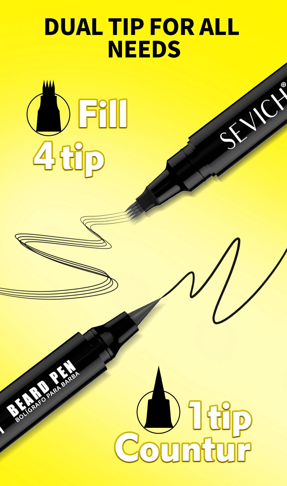 Stylo à barbe pour homme, stylo de teinture pour barbe, stylo de mise en forme étanche 2 en 1, stylo de coloration temporaire portable pour moustache, double embout