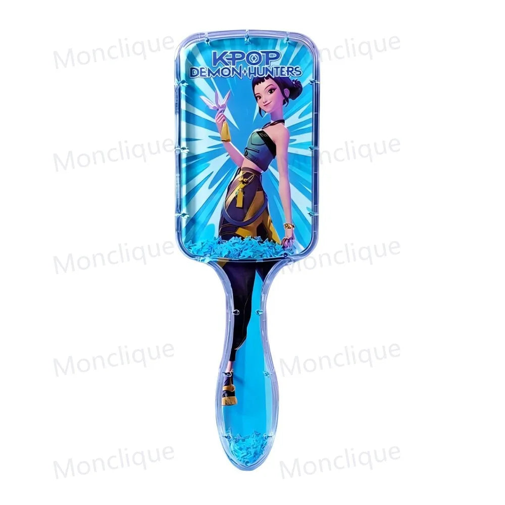 1/4 peignes K-Pop Demon Hunters, série anime, peigne de massage à coussin d'air périphérique, cadeau pour enfants, filles et étudiantes, idéal pour les fans.