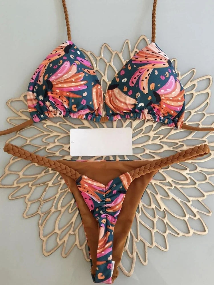 Maillot de bain bikini taille haute, string sexy, imprimé zèbre, maillot de bain brésilien femme , nouveautés bikini