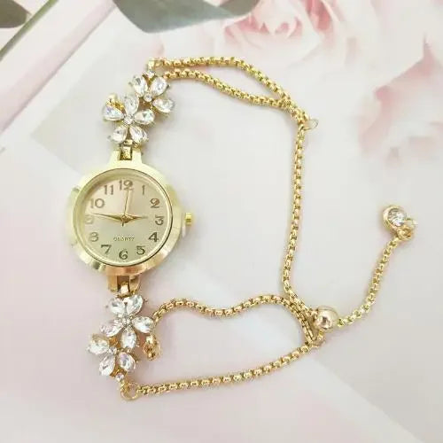 Montre de luxe pour femme, bracelet en or fin, montre-bracelet pour dame, montre femme exquise avec cristal violet