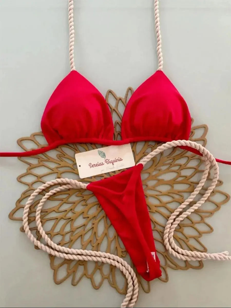 Micro-bikinis 2026 Maillot de bain femme, nouveau maillot de bain sexy, ensemble bikini dos nu, bikini brésilien, string, tenue de plage et de soirée