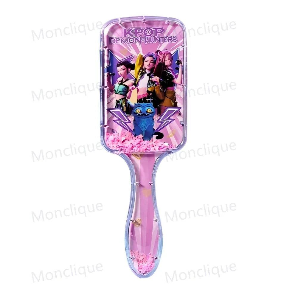 1/4 peignes K-Pop Demon Hunters, série anime, peigne de massage à coussin d'air périphérique, cadeau pour enfants, filles et étudiantes, idéal pour les fans.