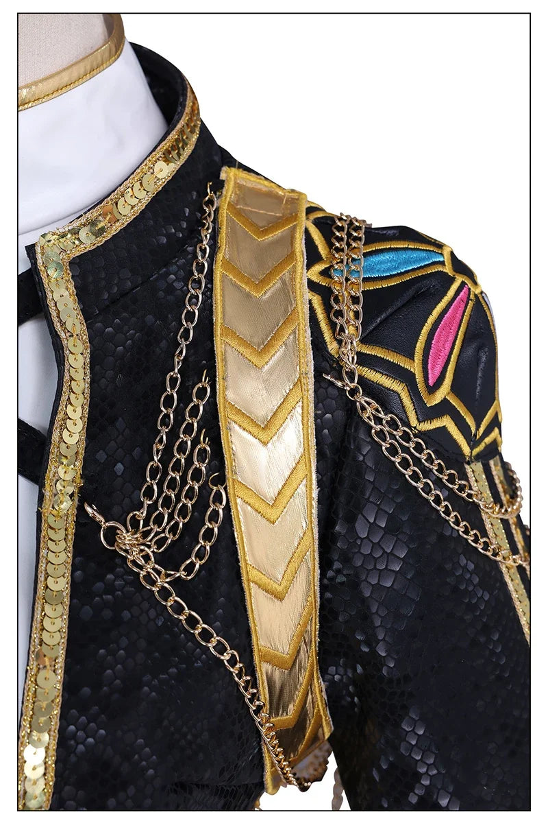 Costume de cosplay K-Pop Rumi Zoey Mira noir et doré, perruque, tenue pour fille, déguisement pour Halloween ou jeu de rôle