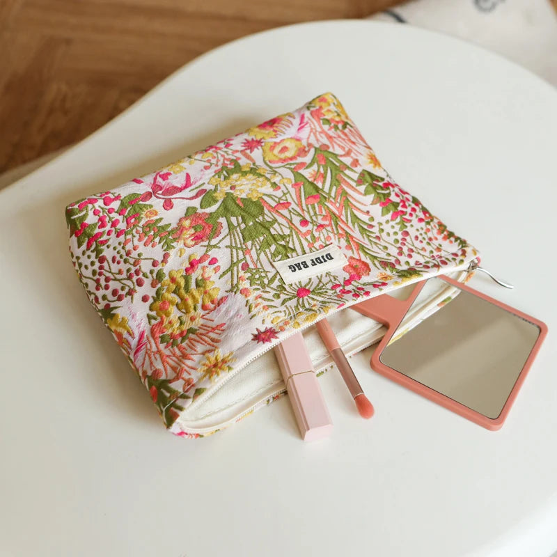 Trousse de toilette DJDF pour femme, motif algues vertes, grande capacité, idéale pour les soins de la peau et les voyages.