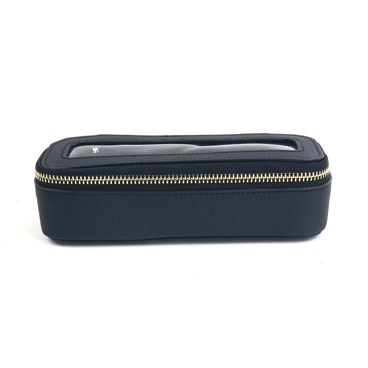 Boîte à pinceaux de maquillage transparente en cuir PU personnalisée avec nom