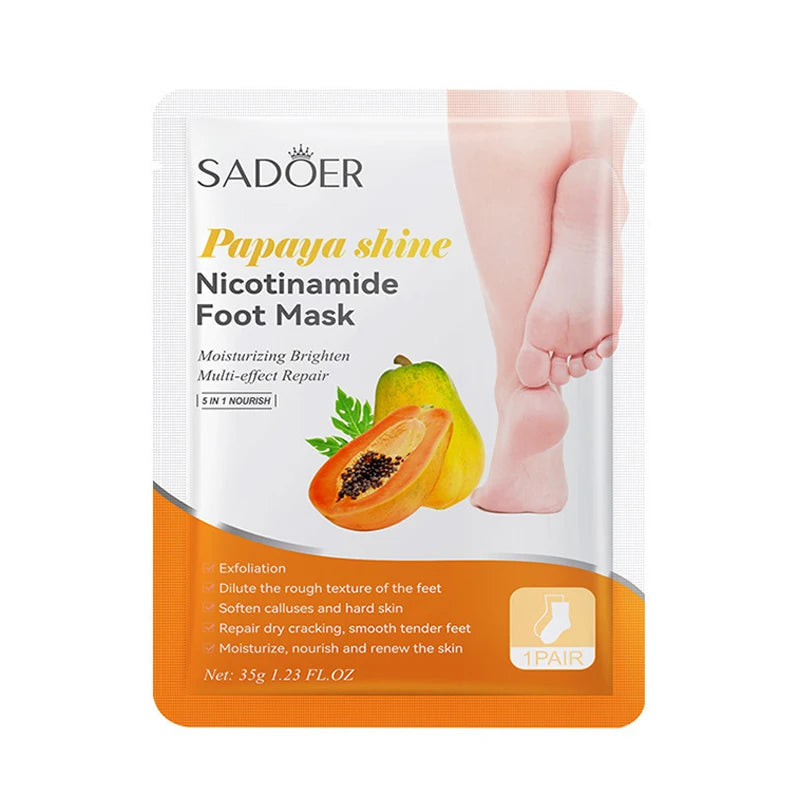 6 paires de masques pour les pieds SADOER Fruits, masque exfoliant hydratant pour les pieds, soin spa des pieds et pédicure.
