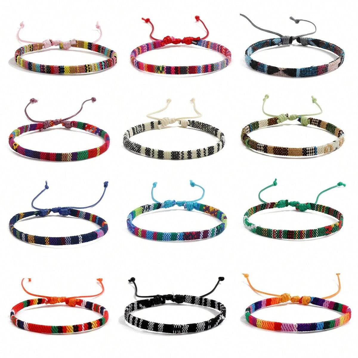 Ensemble de 12 bracelets de plage bohèmes pour hommes et femmes, tressés, bijoux d'été faits main pour les festivals