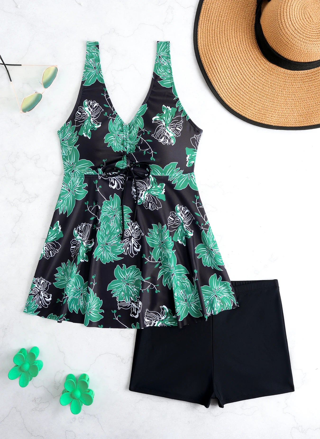 Maillot de bain deux pièces imprimé  pour femme, ensemble tankini, robe de plage, maillot de bain, tenue de plage XXL
