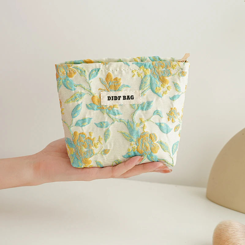 Trousse de toilette DJDF pour femme, motif algues vertes, grande capacité, idéale pour les soins de la peau et les voyages.