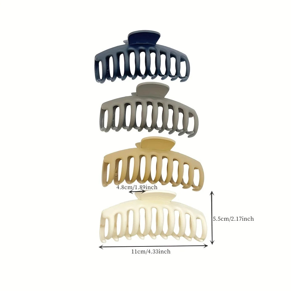 Lot de 4 pinces à cheveux Keel de 11 cm (4,33 pouces), grandes, antidérapantes et épaisses, en plastique mat, pour chignon rapide. Accessoires pour cheveux pour femmes.
