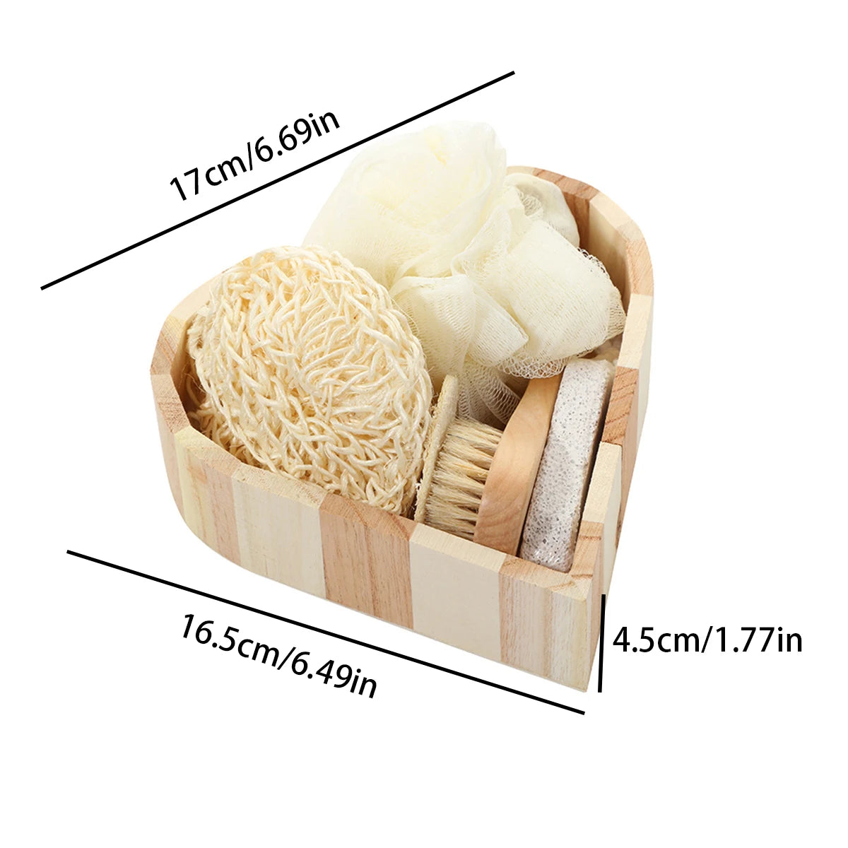 Coffret cadeau spa de douche en forme de cœur, accessoires de salle de bain de qualité spa, idéal pour les mariages, les fêtes et les occasions spéciales.
