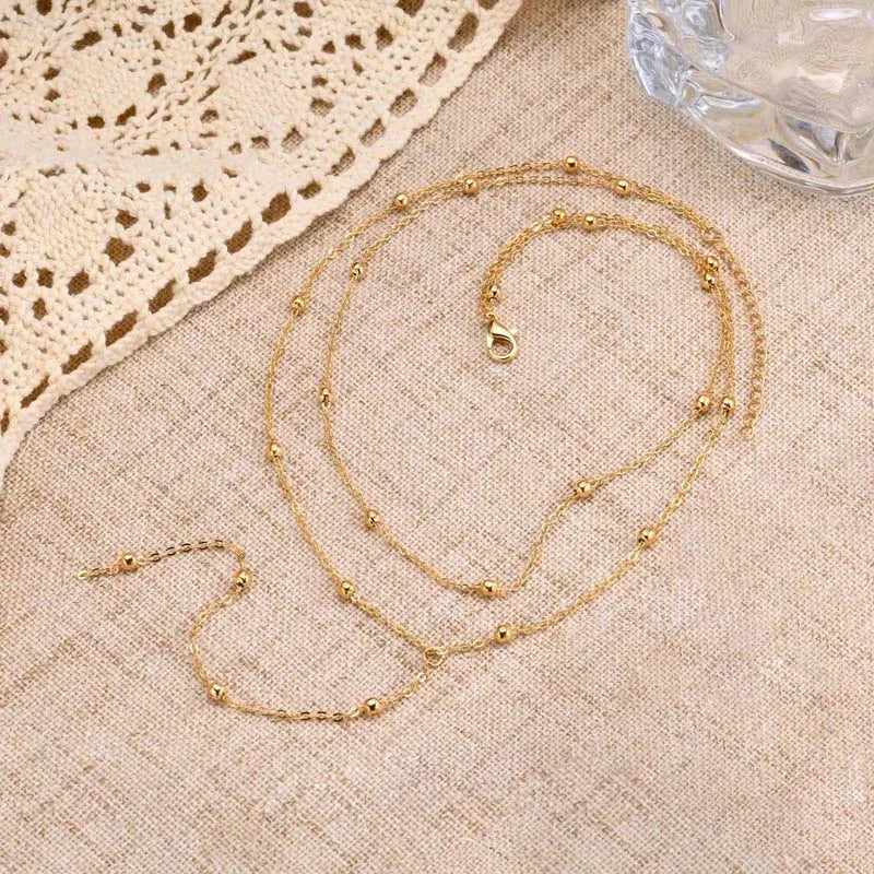 Collier ras-de-cou plaqué or pour femme, double chaîne longue avec pendentif, cadeau tendance