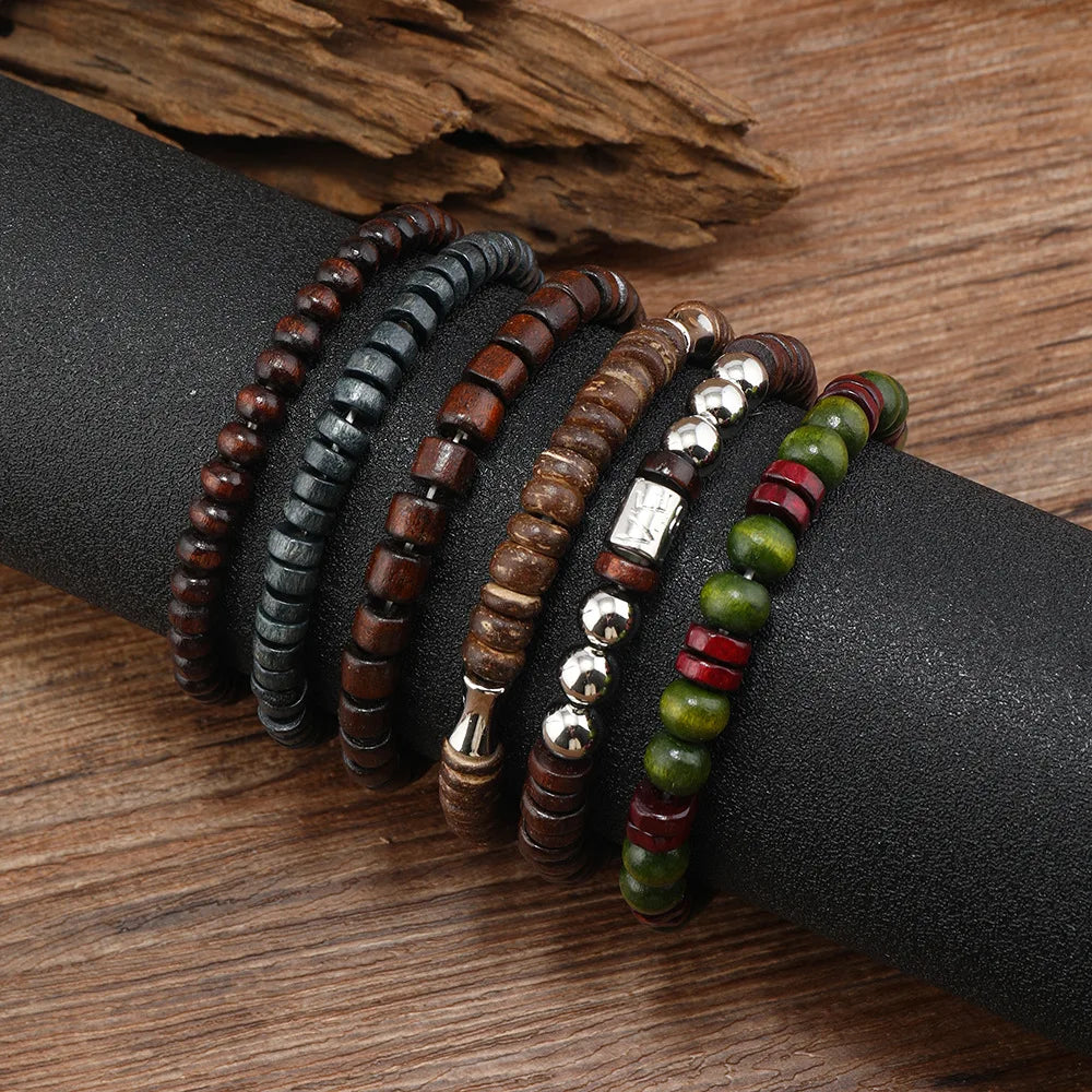 Lot de 10 bracelets bohèmes vintage pour homme - Accessoire de mode élégant avec motif de feuilles, bijou tendance et durable à offrir