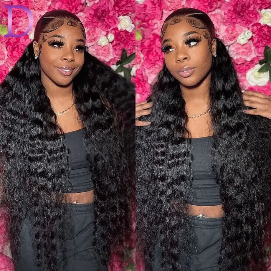 Perruque en cheveux humains bouclés avec lace front 13x4 ondulée, perruque brésilienne transparente 13x6 ondulée profonde pour femme