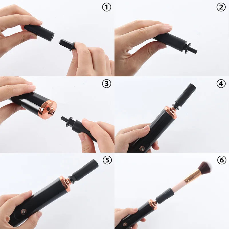 Machine de nettoyage et de séchage des pinceaux de maquillage, rotateur automatique électrique pour cosmétiques, avec 8 tailles de colliers en caoutchouc, pour un nettoyage optimal.