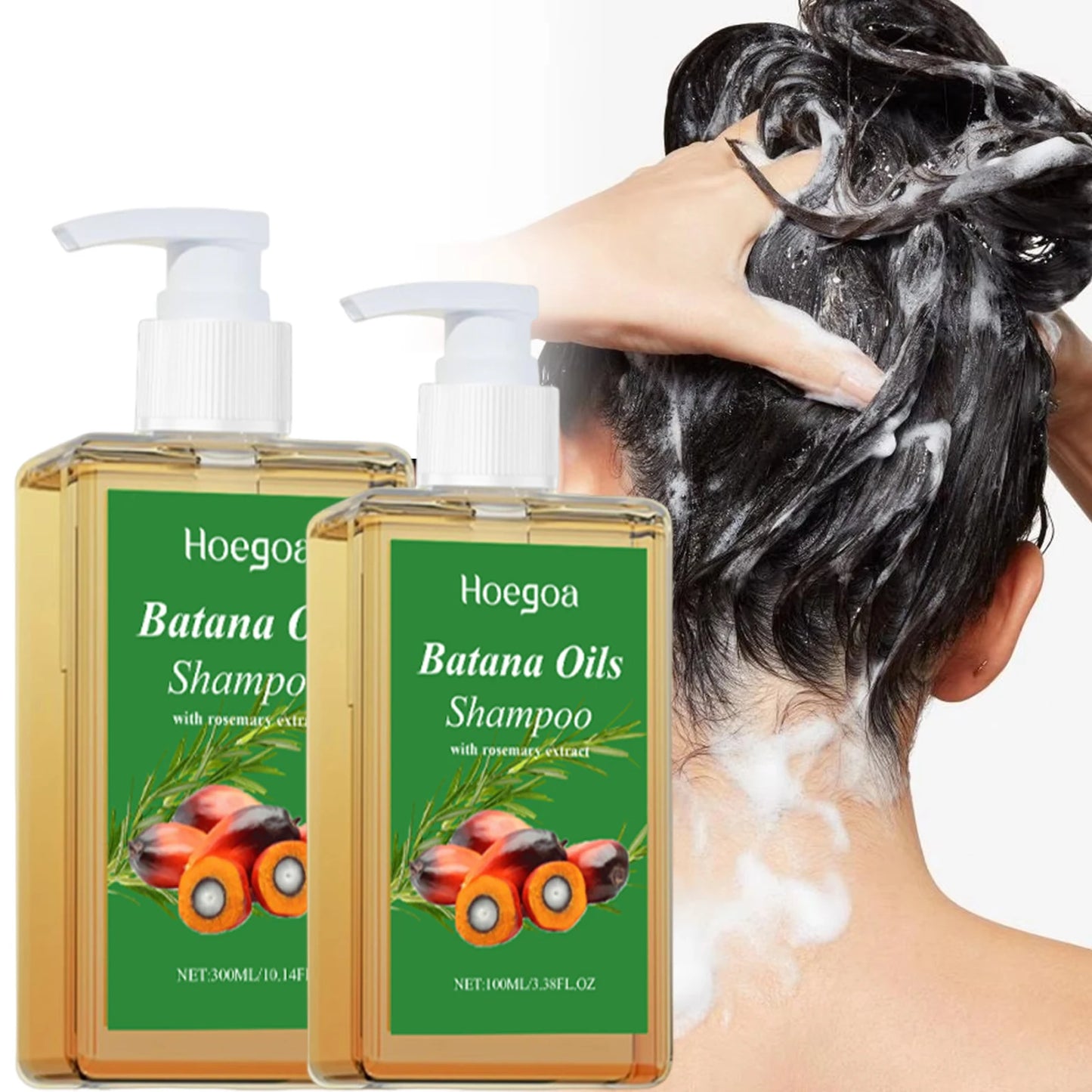 Shampoing à l'huile de Batana bio, apaisant et réparateur intense pour le cuir chevelu. Shampoing nourrissant à l'extrait de romarin pour tous types de cheveux.