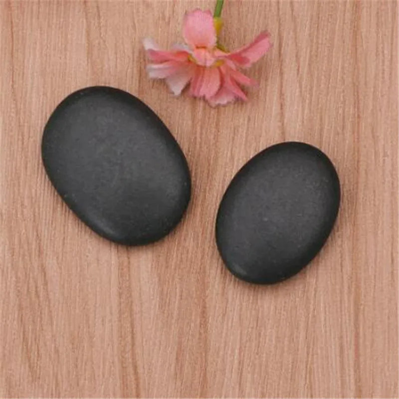 Ensemble de 10 pierres de massage chaudes en basalte de lave, rondes, pour soulager le stress et les douleurs dorsales.