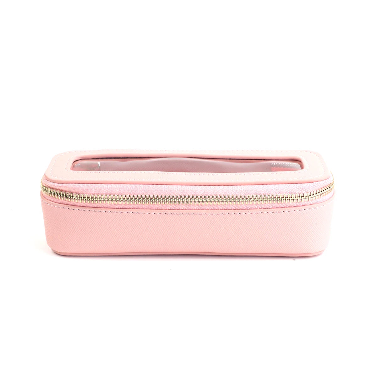 Boîte à pinceaux de maquillage transparente en cuir PU personnalisée avec nom