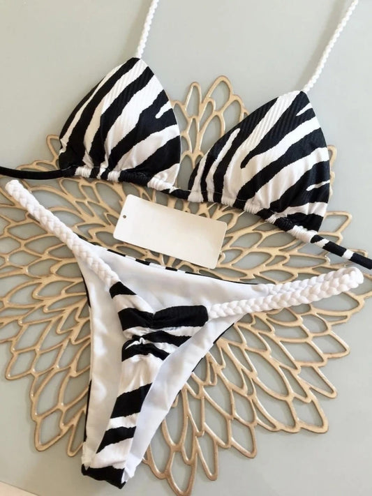 Maillot de bain bikini taille haute, string sexy, imprimé zèbre, maillot de bain brésilien femme , nouveautés bikini