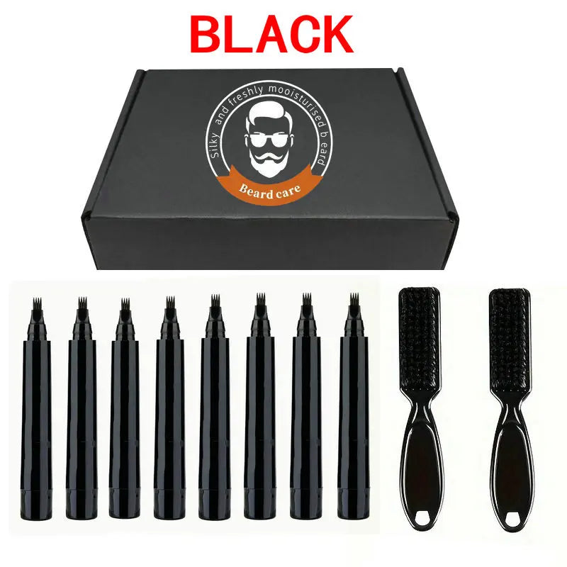Kit de mise en forme de barbe: stylo à barbe, pinceau rehausseur, outils de coloration et de modelage, crayon à barbe imperméable pour cheveux noirs et bruns, cosmétique pour homme