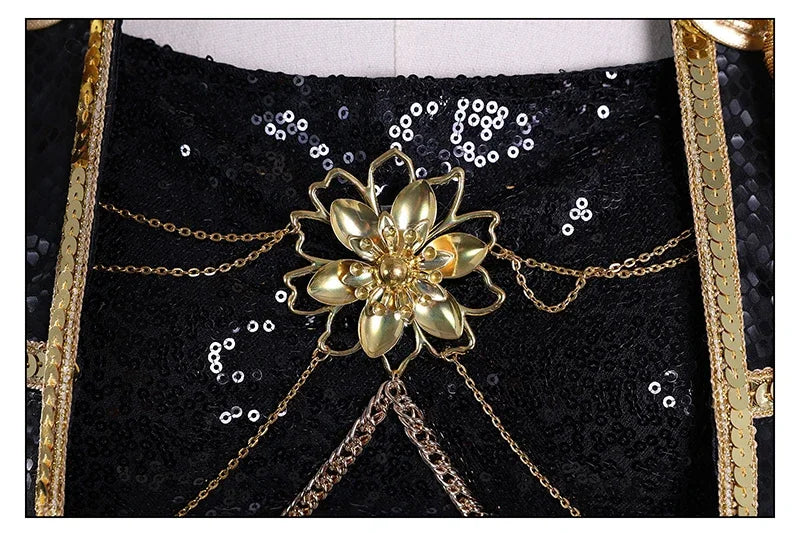 Costume de cosplay K-Pop Rumi Zoey Mira noir et doré, perruque, tenue pour fille, déguisement pour Halloween ou jeu de rôle