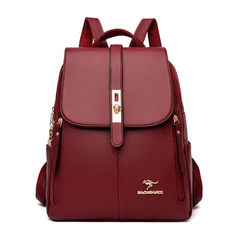 Sacs à dos de luxe en cuir pour femmes et filles, sac à dos décontracté noir vintage, sac d'école pour filles, sac à dos Mochila