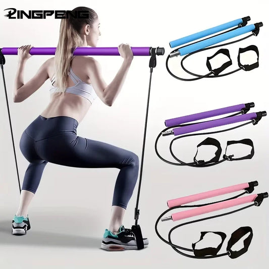 Barre de Pilates multifonctionnelle, barre de fitness combinée, corde de tension pour le yoga et l'extension de la poitrine, ceinture élastique pour le dos