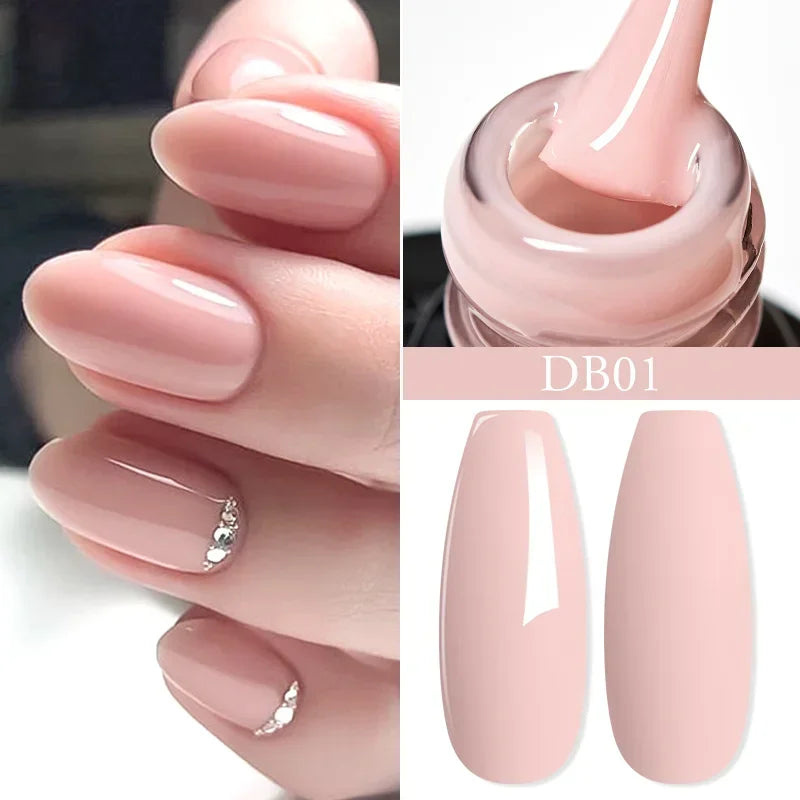 Kit de manucure semi-permanent MTSSII (12 pièces) : vernis gel semi-permanent à tremper, rose nude, rouge pailleté, UV, à paillettes. Fournitures pour ongles à faire soi-même.