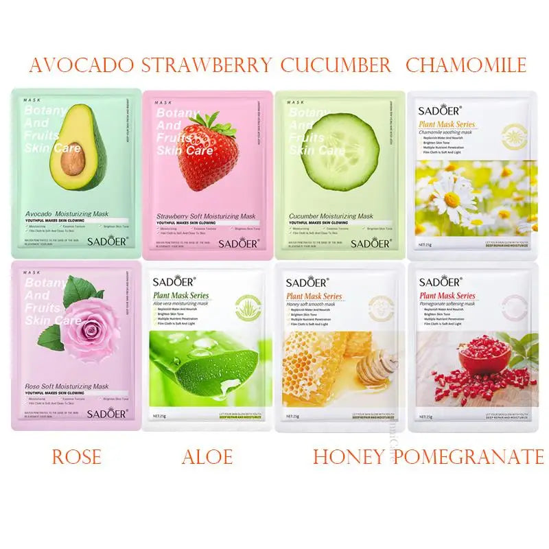 Lot de 8 masques faciaux naturels aux plantes, pour le soin du visage : hydratants, raffermissants et nourrissants.