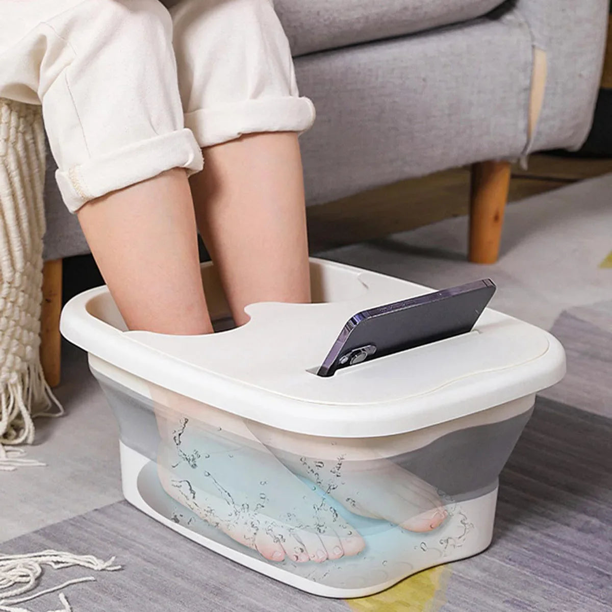 Bassin de bain de pieds portable et pliable (1 pièce) - Spa relaxant pour les pieds avec masseur intégré - Bain profond pour un confort optimal