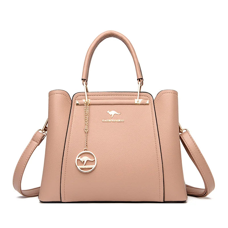 Sac bandoulière de luxe pour femme, 3 compartiments, grande capacité, en cuir, style cabas/sac messager.