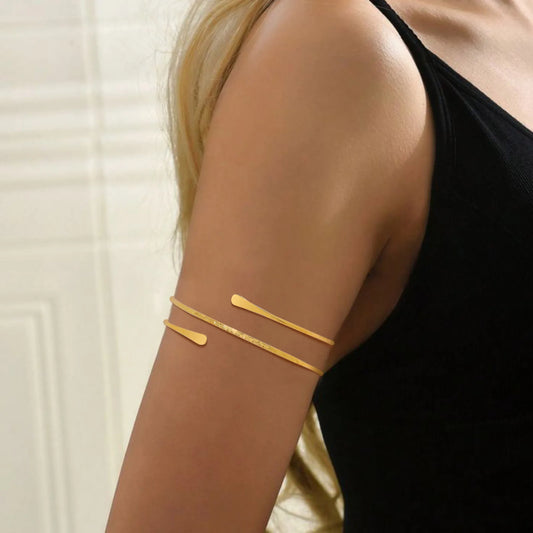 Bracelet manchette pour femme, bracelet minimaliste plaqué or, bijou de bras tendance pour soirée