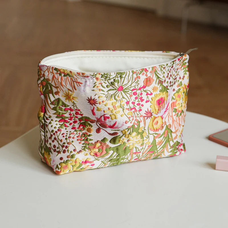 Trousse de toilette DJDF pour femme, motif algues vertes, grande capacité, idéale pour les soins de la peau et les voyages.