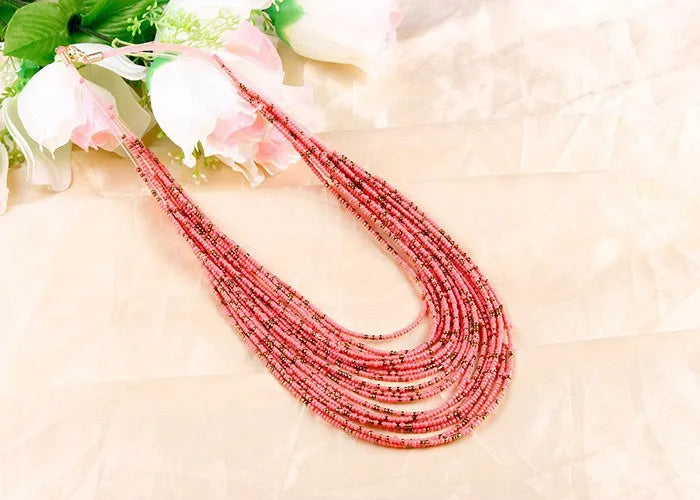 Collier statement pour femme Collier Femme  Mode bohème Perles Multi-rangs Colliers ras du cou et pendentifs Bijoux Collares