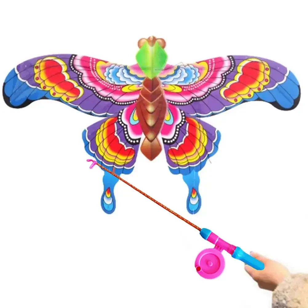 Cerf-volant pour enfants, jouet aigle de dessin animé, mini cerf-volant pliable en plastique, frein à main, canne à pêche, papillons, jouet d'extérieur pour enfants.