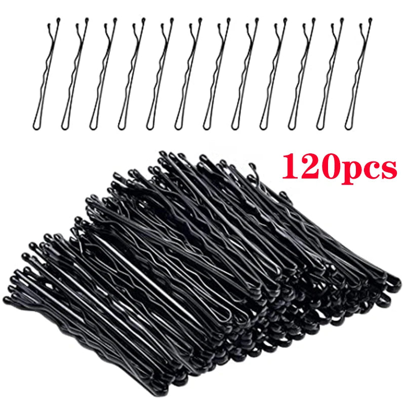 60/120 épingles à cheveux noires pour femmes, pinces à cheveux invisibles pour cheveux bouclés, barrettes jetables pour mariées.