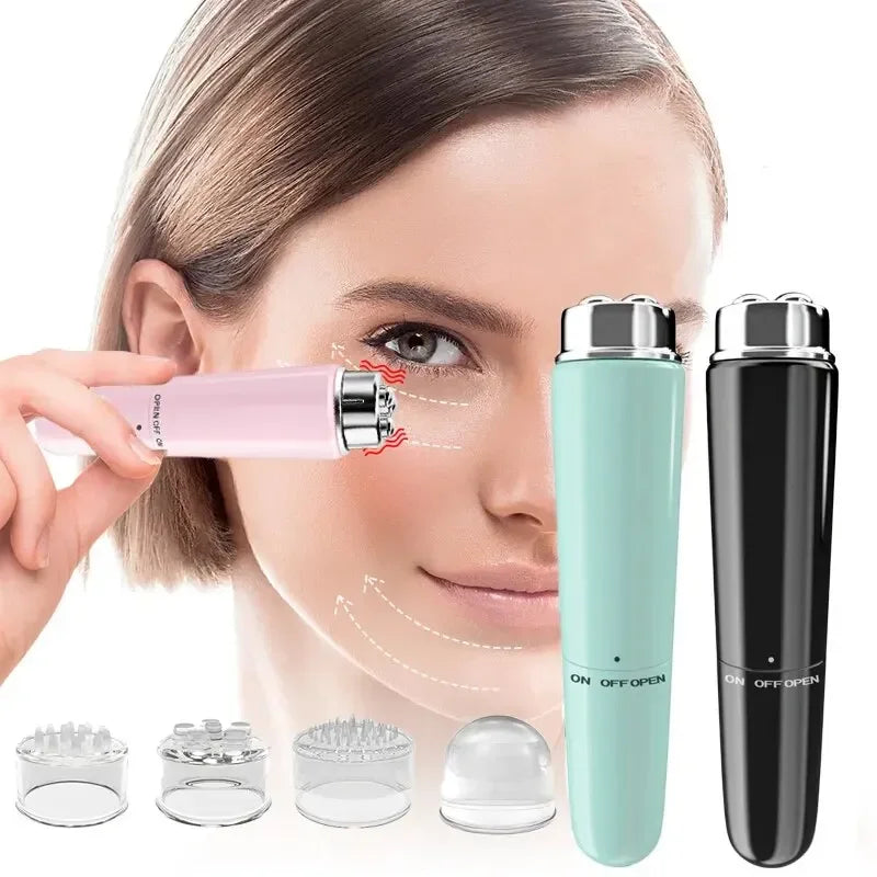 Masseur facial électrique 4 en 1, micro-vibration, instrument de beauté pour les yeux, pour détendre les yeux, soulager les cernes, les poches et les poches sous les yeux.