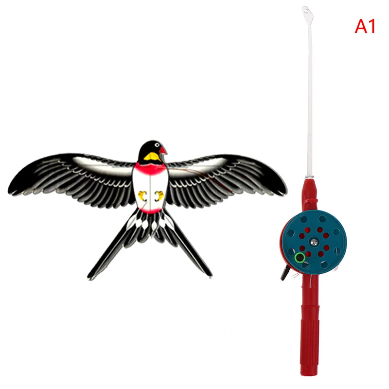 Cerf-volant miniature en plastique pour enfants, avec frein à main et canne à pêche de 40 cm, jouet d'extérieur idéal pour les enfants. Cadeau parfait pour les enfants.