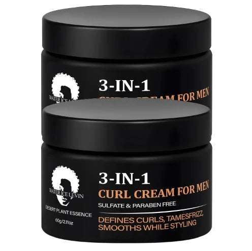Crème bouclante 3 en 1 pour hommes, sans sulfates ni parabènes, définit les boucles et dompte les frisottis, crème coiffante lissante.