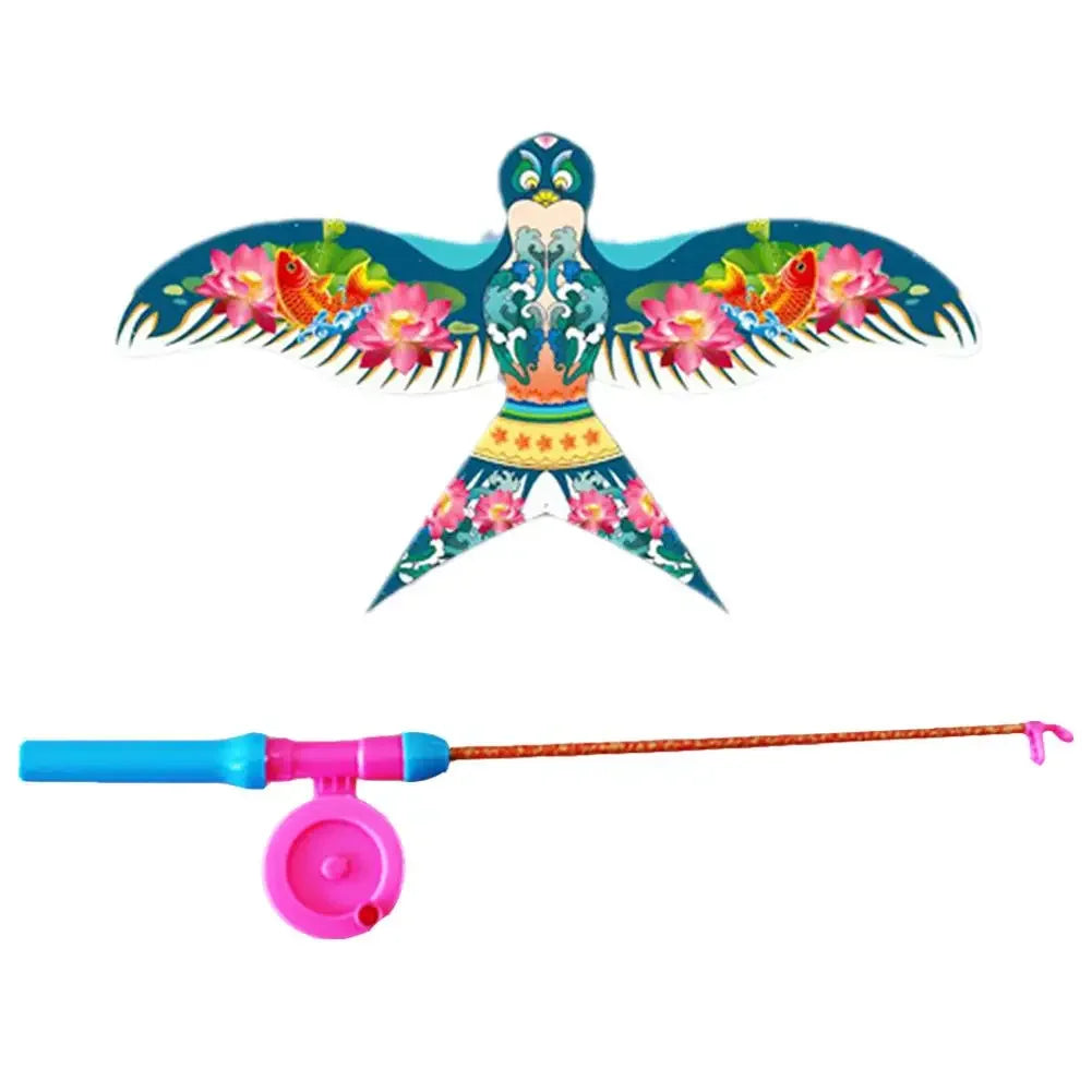 Cerf-volant pour enfants, jouet aigle de dessin animé, mini cerf-volant pliable en plastique, frein à main, canne à pêche, papillons, jouet d'extérieur pour enfants.